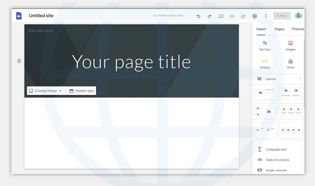 Google site template customize page